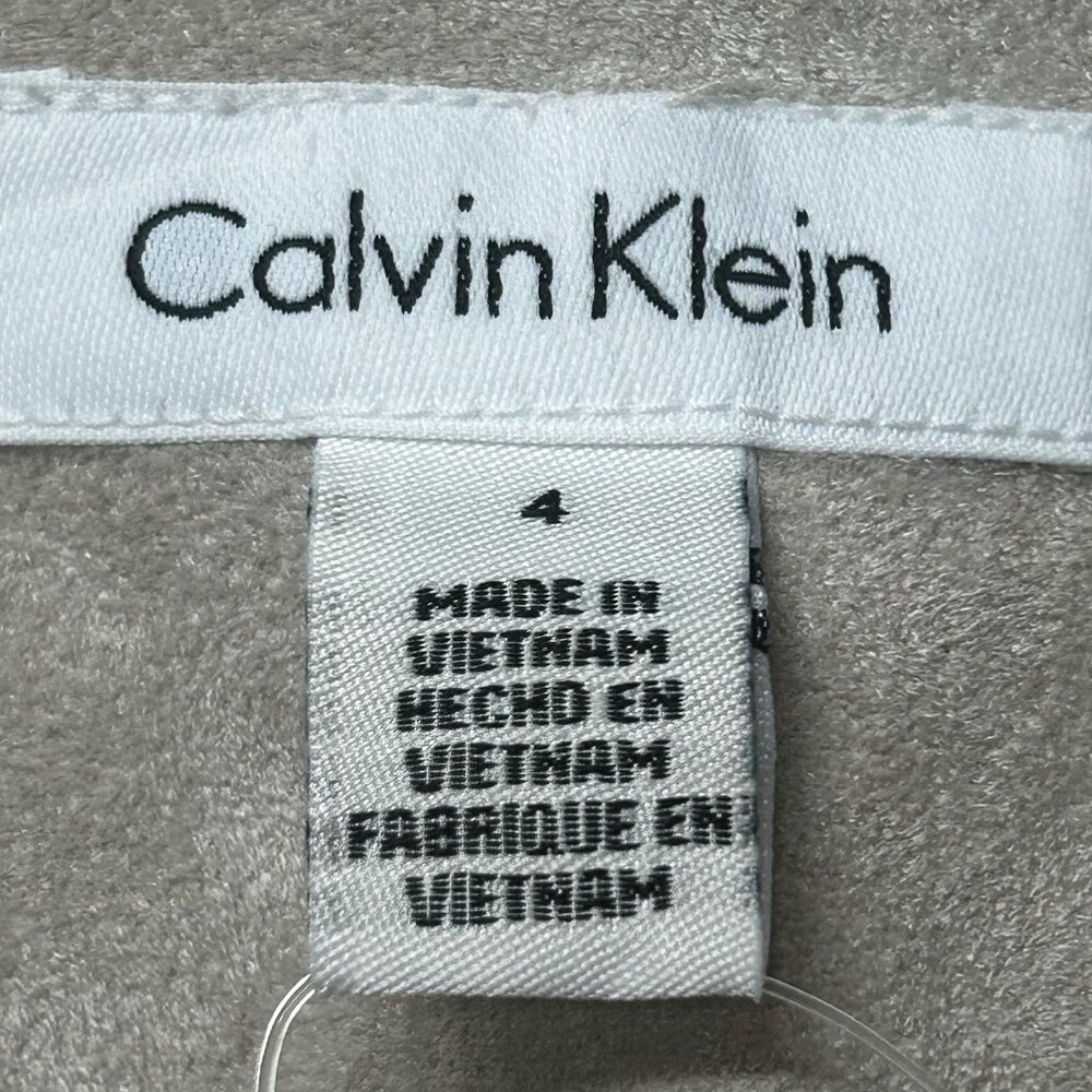 Calvin Klein Faux Suede Open Front Long Vest Duster Cardigan - Picture 12 of 12